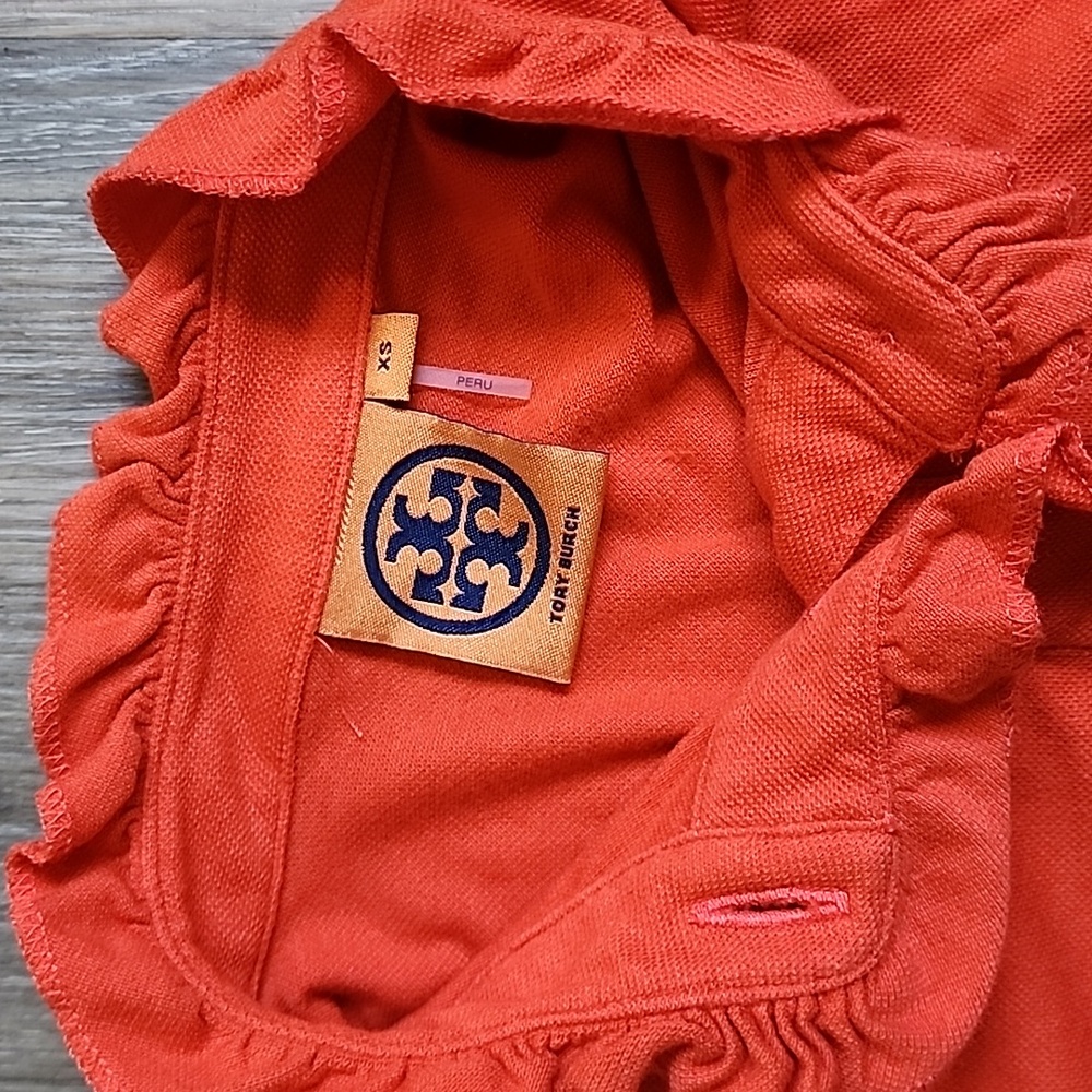 Tory Burch Orange Ruffled Button-Down Shirt - Picture 8 of 12